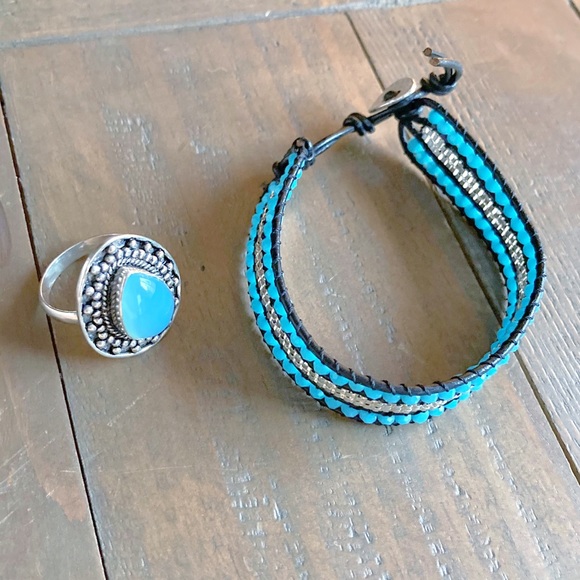 Blue Chalcedony Silver Ring Size 9.5 New - Picture 4 of 13